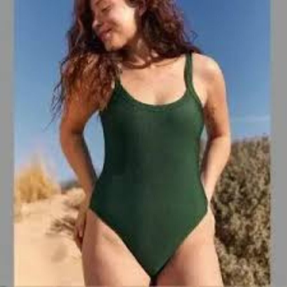 aerie Cheeky One Piece Dark Green One Piece Swimsuit